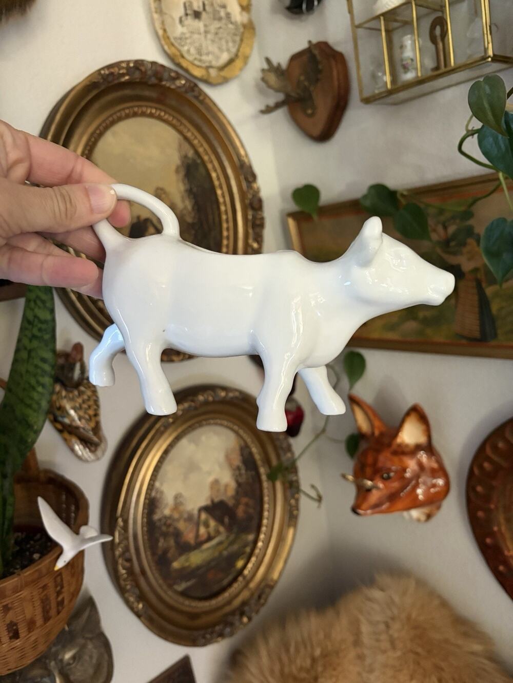 Vintage Williams Sonoma Apilco Cow Creamer White Porcelain Cow Creamer